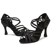 economico Scarpe per balli latini-eleganti scarpe da ballo da sala in raso per donna – punta aperta, suola in morbida pelle scamosciata, design con cinturino con cinturino regolabile alla caviglia – perfette per balli latini, matrimoni ed eventi sociali