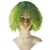 cheap Movie Character Wigs-For Joaquin Phoenix Joker Wig Cosplay Arthur Fleck Prop Green Curly Hair Men Carnival Wigs St.Patrick&#039;s Day Wigs