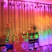 cheap USB String Lights-LED  Curtain String Lights 3x3M-300 LED 8 Modes USB with Remote 9 Colors for Home Room Bedroom Wedding Party Christmas Window Wall DecorationsRoom Decor