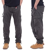 baratos Calças Cargo-Homens Calças Cargo Calça cargo Calças Calças de trabalho Cintura elástica Bolso multi Tecido Conforto Respirável Casual Diário Streetwear Esportes Moda Cinzento Verde ダークカーキ Micro-Elástica