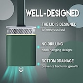 levne WC štětka-sada silikonového WC kartáče a držáku, revoluční flex WC kartáč, hloubkový čistič koupelnového WC kartáče a rychleschnoucího držáku, protiskluzová dlouhá plastová rukojeť