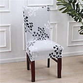 abordables Couverture de chaise de salle à manger-Housse de chaise de salle à manger géométrique 1 pièce, housse de siège extensible, housse de protection de chaise pour salle à manger, mariage, décoration de Noël