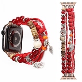baratos Pulseiras de Apple Watch-Pulseira de joias Compatível com Pulseira Apple Watch 38mm 40mm 41mm 42mm 44mm 45mm 49mm Feminino Elástico Com Miçangas Contas pulseira de substituição para iwatch Ultra 2 Series 9 8 7 SE 6 5 4 3 2 1
