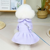 preiswerte Hundebekleidung &amp; Zubehör-Hunde Katzen Kleider Einfarbig nette Art Süß Alltagskleidung Casual Winter Hundekleidung Welpenkleidung Hunde-Outfits Weich Grün Purpur Rosa Kostüm für Mädchen und Jungen Hund Baumwolle S M L XL 2XL