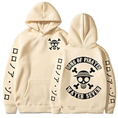 cheap Cartoon &amp; Movie Character Graphic-One Piece Monkey D. Luffy Hoodie Anime Cartoon Anime Front Pocket Graphic For Couple&#039;s Men&#039;s Women&#039;s Adults&#039; Hot Stamping