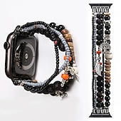 baratos Pulseiras de Apple Watch-Pulseira de joias Compatível com Pulseira Apple Watch 38mm 40mm 41mm 42mm 44mm 45mm 49mm Feminino Elástico Com Miçangas Contas pulseira de substituição para iwatch Ultra 2 Series 9 8 7 SE 6 5 4 3 2 1