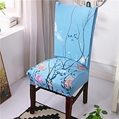 abordables Couverture de chaise de salle à manger-Housse de chaise de salle à manger géométrique 1 pièce, housse de siège extensible, housse de protection de chaise pour salle à manger, mariage, décoration de Noël