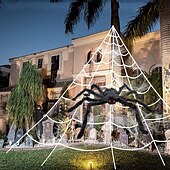 billige Halloween utendørsdekor-halloween ny edderkoppnett trekantet nett simulering super plysj edderkopp spøkelse festival innendørs og utendørs dekorasjon rekvisitter