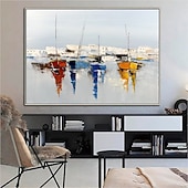 cheap Landscape Paintings-Handmade Oil Painting Canvas Wall Art Decorative Abstract Knife Painting Landscape White For Home Decor Rolled Frameless Unstretched Painting