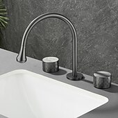 economico Multiforo-rubinetto lavabo bagno - girevole / classico rubinetti vasca da bagno a due manici e tre fori diffusi elettroplaccati