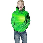 billiga Pojkens 3D Vision &amp; Geometri-Pojkar 3D Grafisk Huvtröja Långärmad 3D-tryck Vår Höst Häftig Barn 3-12 år Dagligen