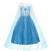 billiga Klänningar med sagotema-barn flickor elsa frozen kostym klänning paljett blommig performance party blå maxi långärmad prinsessa söta klänningar höst vinter normal passform 3-10 år