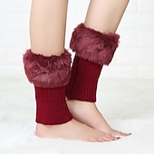 cheap Home Socks-Autumn and Winter Short Style Cuffed Plush Insulation Socks and Boots Cover for Women&#039;s Knitted Wool Leg Protectors