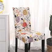 abordables Couverture de chaise de salle à manger-Housse de chaise de salle à manger géométrique 1 pièce, housse de siège extensible, housse de protection de chaise pour salle à manger, mariage, décoration de Noël
