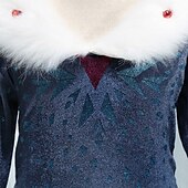 preiswerte Märchen-Motto-Kleider-Kindermädchenkleid Schneeflocke Langarm Performance Party süßes Baumwoll-Midikleid in A-Linie Herbst Winter 3–10 Jahre Marineblau