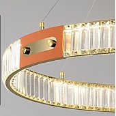 billige Pendellys-led krystall lysekrone ring hengende lys rund, 120 cm luksus krystall lysekroner for stue spisestue, gull (høydejusterbar)