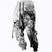 billiga Joggingbyxor-Herr Joggingbyxor Joggare Långbyxor Snörning Elastisk midja Band Lejon Grafiska tryck Komfort Andningsfunktion Utomhussport Ledigt Dagligen Bomullsblandning Terry Streetwear Designer Svart Purpur