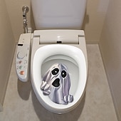 olcso Halloween fürdő-WC-matricák vicces dekorációk ijesztő WC-takaró dekoráció 3d horror minta barkácsolás fürdőszoba lakberendezés