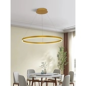 זול עיצוב טבעת ועגול-תאורת תליון לד 40/60/80 ס"מ 1-אור טבעת עיגול עיצוב ניתן לעמעום בגימורים צבועים אלומיניום יוקרתי בסגנון מודרני חדר שינה מנורות תליון חדר שינה 110-240v ניתן לעמעום רק עם שלט רחוק