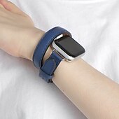 رخيصةأون عصابات Apple Watch-جولة مزدوجة متوافق مع Apple Watchband 38 مم 40 مم 41 مم 42 مم 44 مم 45 مم 49 مم مشبك معدني قابل للتعديل جلد اصطناعي استبدال حزام الساعة إلى iwatch Ultra 2 Series 9 8 7 SE 6 5 4 3 2 1