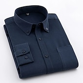 cheap Men&#039;s Oxford Shirts-Men&#039;s Dress Shirt Button Down Shirt Collared Shirt Oxford Shirt Graphic Prints Wedding Party Black White Red Navy Blue Long Sleeve Square Neck All Seasons Clothing Apparel Pocket