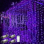 お買い得  プラグイン式電源-屋外クリスマスウィンドウライト 3x3m-300led プラグイン 8 モードカーテンライト 9 色リモートコントロールウィンドウ壁掛けライト クリスマスの装飾のための暖かい白 rgb 寝室の結婚式のパーティーガーデン屋内