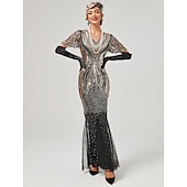 billiga Klänningar-Glada 20-talet 1920-talet Cocktail klänning Flapper-klänning Klänningar Maskerad Den store Gatsby charleston Bröllopsgäst Paljetter Vanligt Dam Karnival Maskerad Karnival Bröllop Bröllopsgäst Vuxna