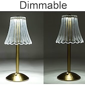 baratos Candeeiros de mesa-candeeiro de mesa de cristal estilo nórdico saia modelagem decoração do quarto atmosfera criativa, lâmpada noturna, recarregável, escurecimento de três engrenagens, fonte de alimentação usb