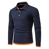 cheap Men&#039;s Classic Polo-Men&#039;s Polo Shirt Golf Shirt Casual Daily Classic Collar Button Down Collar Long Sleeve Casual Color Block Button Front Spring &amp; Summer Regular Fit Black White Navy Blue Light Grey Polo Shirt