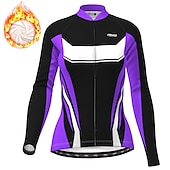 tanie Damskie koszulki-Damskie Kurtka rowerowa Koszulka rowerowa Długi rękaw Zima Rower Kurtka Dżersej Top z 3 tylnymi kieszeniami Kolarstwo górskie Kolarstwie szosowym Keep Warm Polarowa podszewka Zatrzymujący ciepło