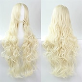economico Parrucche da festa-parrucca cos parrucca 80 cm capelli ricci lunghi capelli ricci multicolori in seta ad alta temperatura parrucche anime di halloween