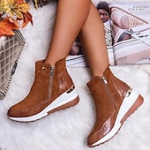 ieftine Botine-Pentru femei Unisex Cizme Pantofi de piele intoarsa Mărime Plus Size Muncă Zilnic Ghete Botine Vârf rotund Sportiv Epocă Piele de Căprioară Fermoar Negru Albastru piscină Maro