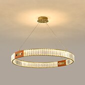 billige Pendellys-led krystall lysekrone ring hengende lys rund, 120 cm luksus krystall lysekroner for stue spisestue, gull (høydejusterbar)