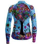 abordables Maillots de mujer-Mujer Maillot de Ciclismo Flores Botánica Manga Larga Bicicleta Camiseta con 3 bolsillos traseros MTB Bicicleta Montaña Ciclismo Carretera Secado rápido Bandas Reflectantes Bolsillo trasero Dispersor