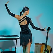 ieftine Ținute Dans Latin-dans latino rochie de dans latino salsa ciucuri cu franjuri performanță femei ținută zilnică poliester cu mânecă lungă