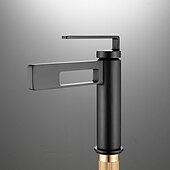 abordables Classiques-Robinet de lavabo de salle de bain, robinet de salle de bain noir, robinets de bain en forme de pistolet à un trou en laiton (noir/gris/chrome/doré)