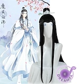 economico Parrucche Anime-parrucca cosplay mo dao zu shi solo maestro della coltivazione demoniaca lan wangji wei wuxian parrucche sintetiche lunghe nere di halloween