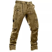 billiga Cargobyxor-Herr Militärbyxor Cargo byxor Långbyxor Arbetsbyxor Snörning Elastisk midja Flera fickor Slät Komfort Andningsfunktion Ledigt Dagligen Streetwear 100 % bomull Sport Mode Svart Grön Microelastisk