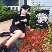 cheap Movie Character Wigs-Wednesday Addams Wigs Wig with Bangs Long Pigtails Wig for Women Girls Addams Family  Hair Wig for Cosplay Party Wigs Halloween Wigs