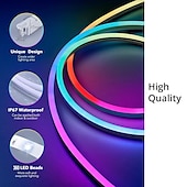 abordables Contrôle WiFi et musique-3 m/5 m rgbic bandes lumineuses néon avec wifi néon corde lumière bricolage barre lumineuse app contrôle musique synchronisation tv rétro-éclairage jeu salon chambre décoration