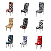 abordables Couverture de chaise de salle à manger-Housse de chaise de salle à manger géométrique 1 pièce, housse de siège extensible, housse de protection de chaise pour salle à manger, mariage, décoration de Noël