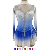 abordables Robes de Patinage Artistique-Robe de Patinage Artistique Femme Fille Patinage Robes Blanche Rose Rouge Trou de pouce Spandex Haute élasticité Entraînement Compétition Tenue de Patinage Cristal / Stras manche longue Patinage sur