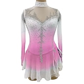 abordables Robes de Patinage Artistique-Robe de Patinage Artistique Femme Fille Patinage Robes Blanche Rose Rouge Trou de pouce Spandex Haute élasticité Entraînement Compétition Tenue de Patinage Cristal / Stras manche longue Patinage sur