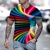 cheap 3D T shirts-Men&#039;s Graphic Optical Illusion T Shirt Tee Short Sleeve T shirt 3D Print Round Neck Shirt Exaggerated Basic Daily Green / Black Light Green Pink Clothing Apparel Normal S M L XL XXL 3XL 4XL