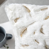 billiga Kuddtrender-dekorativa slängkuddar mjuk plysch kuddfodral guld fjäder modern fyrkantig söm traditionell klassiker för sovrum vardagsrum soffa soffstol överlägsen kvalitet