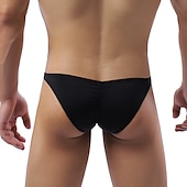 cheap Men&#039;s Exotic Underwear-Men&#039;s 1pack Basic Panties Briefs Ruched Nylon Antibacterial Leak Proof Pure Color Mid Waist Black White