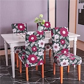 abordables Couverture de chaise de salle à manger-Housse de chaise de salle à manger géométrique 1 pièce, housse de siège extensible, housse de protection de chaise pour salle à manger, mariage, décoration de Noël