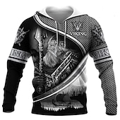 baratos Hoodies Étnicos Vintage-Homens Cavaleiros Templários Estampas Abstratas Moletom Moletons Moletom com capuz Manga Longa Moletom com capuz Com Capuz Roupa de rua Impressão 3D Diário Esportes Cinzento Imprimir Primavera