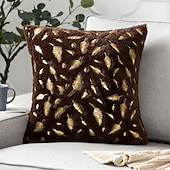 billiga Kuddtrender-dekorativa slängkuddar mjuk plysch kuddfodral guld fjäder modern fyrkantig söm traditionell klassiker för sovrum vardagsrum soffa soffstol överlägsen kvalitet