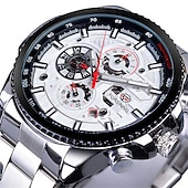 cheap Mechanical Watches-Forsining Men Mechanical Watch Top Brand Luxury Military Sport Wristwatch Three Dials Calendar Luminous Automatic Self-winding Waterproof Mechanical Stainless Steel Watch Male Clock